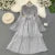 Autumn Flare Sleeve V-neck Midi Dresses for Pleated A-line Party Dress Korean One Piece Vestidos New