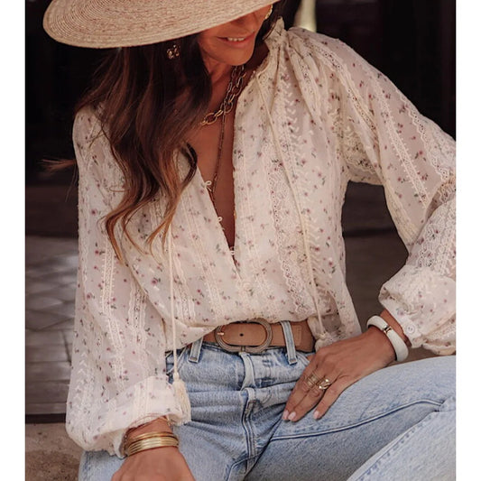 Printed Tassel Blouse