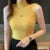 Sleeveless Knit Blouse Summer Color Vest Tops Half High Neck Shirt