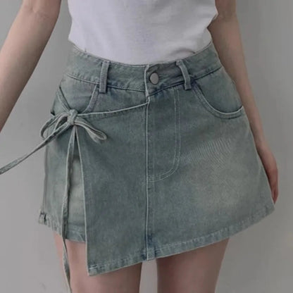Fake 2 Pieces Shorts Mujer Bandage Korean Pants Spring Summer Simple Pantalones Cortos