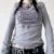 Graphic Print T-shirt Aesthetic Grunge Full Sleeve Pullovers Tees E-girl Gothic Mall Goth Crop Top Y2k Emo Clothes