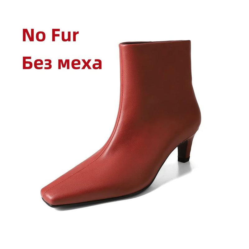 Ins Knee High Boots for Genuine Leather High Heels Winter Shoes Office Lady Long Booties
