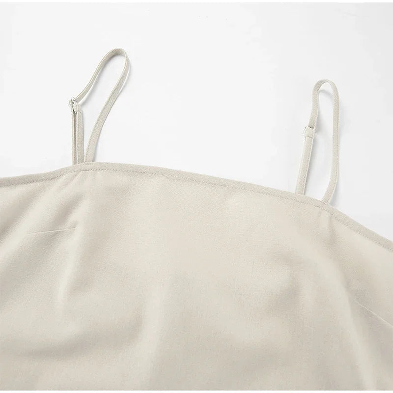 Slip Dress Summer Cotton Lined Loose Dresses Sleeveless Thin Straps White Long Dresses Backless Beach Holiday Dresses