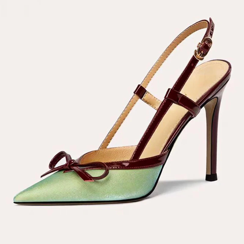 Satin Bow High Heels Pointed Toe Fine High Heel Sandals Muller Pumps Designer Party Dress Shoes