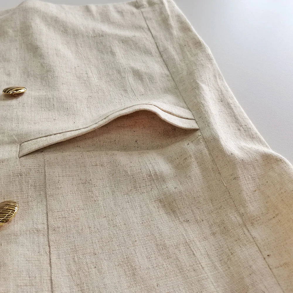 Textured Suits for Double Breasted Long Sleeve Outerwear+raw Hem Shorts Sets Two-piece Set