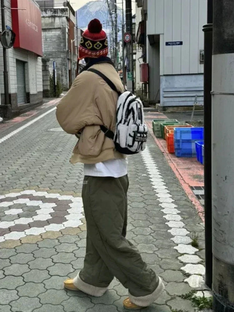 Y2k Fleece Pants Baggy Embroidery Thick Korean Trousers Harajuku Causal Female Winter Joggers
