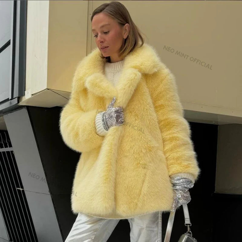 Winter Faux Fur Coat Thicken Warm Overcoat Outerwear Hot Long Fox Fur Jacket