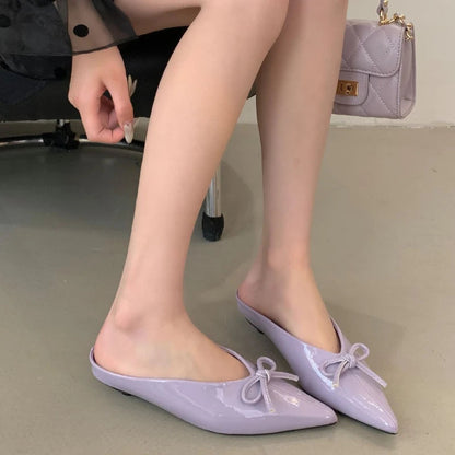 Summer Designer Slippers Bowknot Pointed Toe Heels Nonslip Sandals Mule Shoes Zapatos De Mujer