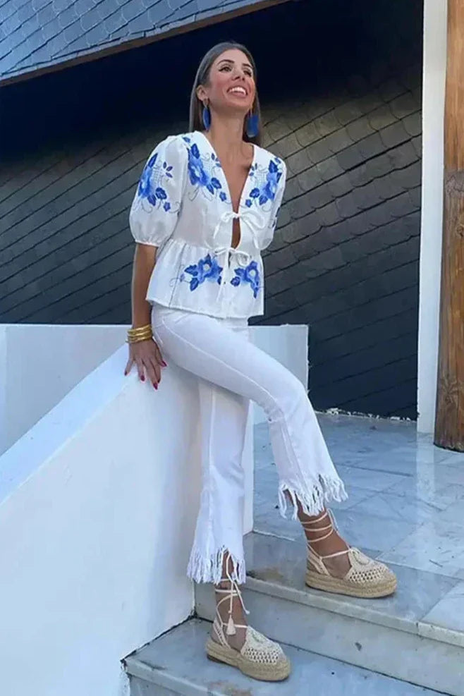 Bowknot Peplum Blouse