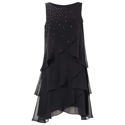 Irregular Ruffle Mini Dress Summer Oneck Sleeveless Loose Aline Vestidos New Simple Dresses
