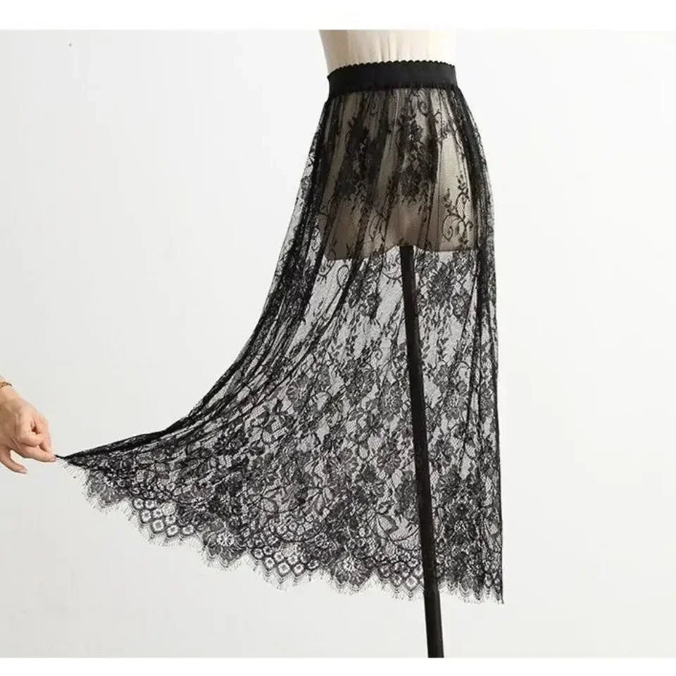 Summer Half Slips for Wome High Waist Lace Basic Skirt Underdress Loose Half Slips Underdress Underskirt Petticoat Slips