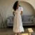 Leisure V-neck Lace Up White Maxi Dress for Color High Waisted Short Sleeves Ruched Patchwork Girdle Dress
