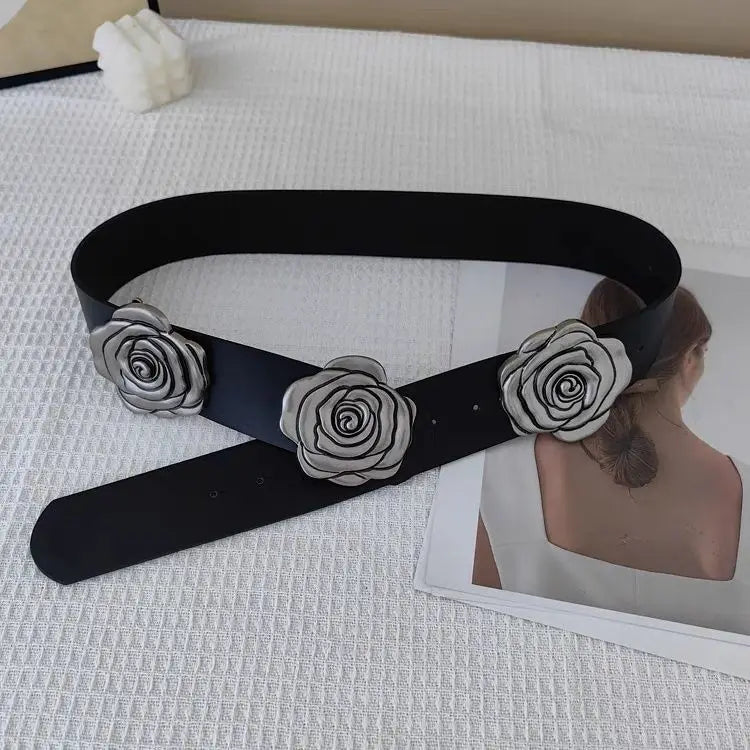 Rose Wide Belt for Decorative Belt Paired With Skirt Versatile Suit Coat Wide Waist Belts Accessories