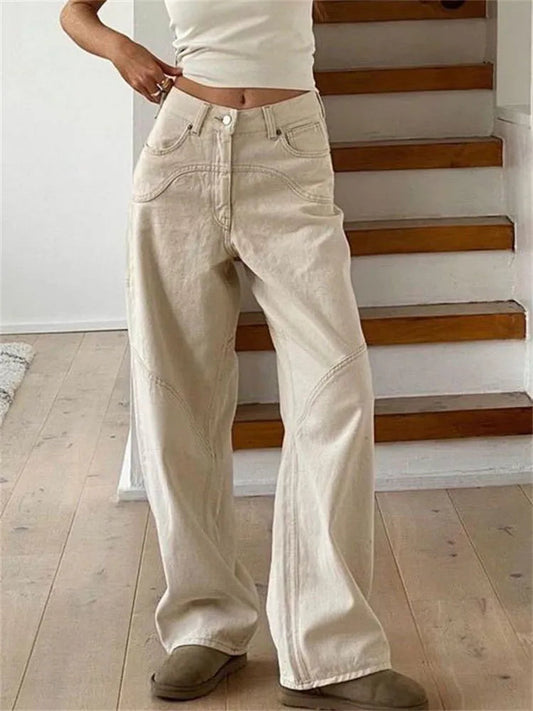 High Waist for Straight Legg Slim Summer Straight High Street Sweatpants Pocket Denim Trousers