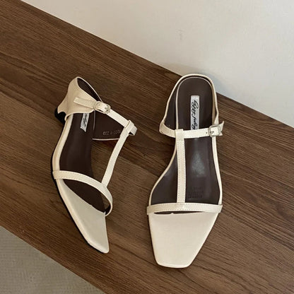 Summer Slipper Square Heels Sandals Square Toe Party Wedding Shoes Slip on Beach Slides Mujer