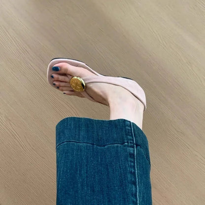 Summer Leisure Toeopen Sandals Slippers Rubber Bottom Flat Head Slipon Shoes High Aesthetic Value
