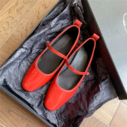 Brand Woman Mary Jane Shoes Genuine Leather Flats Heels Buckles Comfort Shoes Female Spring Summer Shoes Flats
