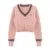 Korean Sweaters Autumn V-neck Y2k Cartoon Embroidery Knitted Tops Winter Soft Basic Long Sleeve Pullovers