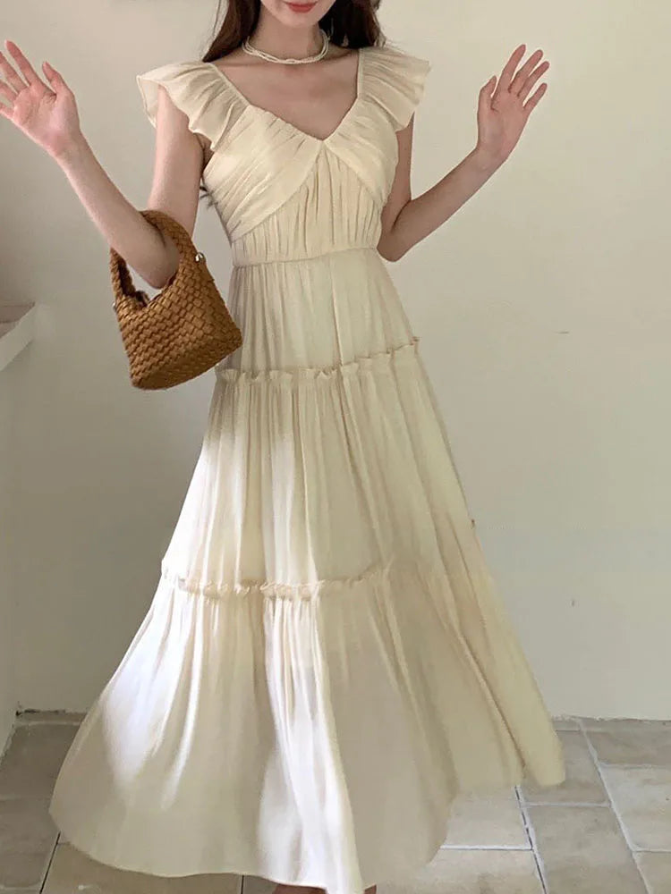 Korean Style Sweet Folds for Dress New Spring Summer Tighten the Waist Y2k Dress Princess Mini Dress