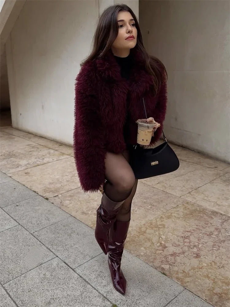 Winter Female Fur Feather Overcoat Loose Patchwork Long Sleeve Lapel ’s Coat New