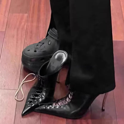 Ktlethomasw New Summer Crossstrap Pointed Toe Sandals Stiletto High Heels Shoes Slippers Sandalias De Las Mujeres