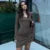 O Neck Long Sleeve Rib Mini Dresses Y2k Outfit Summer Clothes