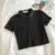 Knit School Polo Neck Cropped Shirt Summer Short Sleeve Youthful Color Crop Top Female Basic Blouse Lady Pullover