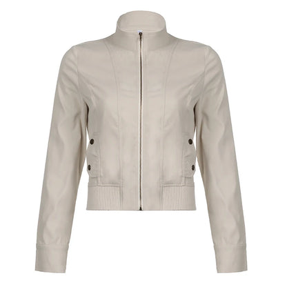 Winter American Retro Zipper Coat Y2k Slim Fit Minimalist Jacket With Pocket Grunge Outfit