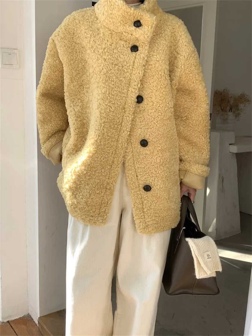 Loose Coats Winter Office Lady High Street Minimalist New All Match Soft Daily