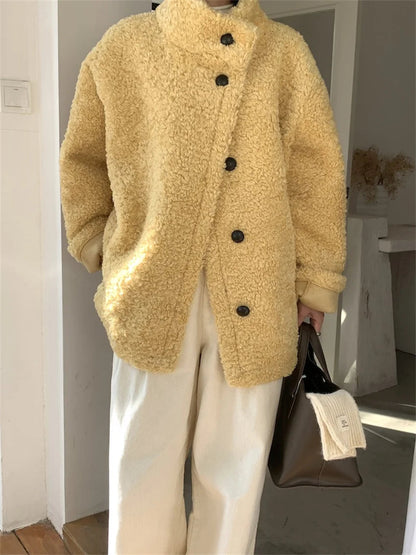 Loose Coats Winter Office Lady High Street Minimalist New All Match Soft Daily
