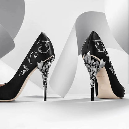 Metallic Accessories Ultrahigh Pointedtoe Pumps Satin Nightclub Shoes Catwalk Stiletto Shaped Heel Wedding Heels