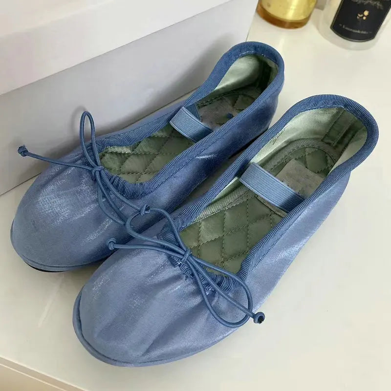 Korean Ballet Shoes for Flat Spring and Autumn New Style Butterfly Knot Silk Mary Jane Shoes Fairy Flat Shoes