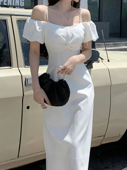 Sleeveless Summer Midi Dress Slim Bodycon Party Prom Vestidos Femme Wedding Clothes Robe