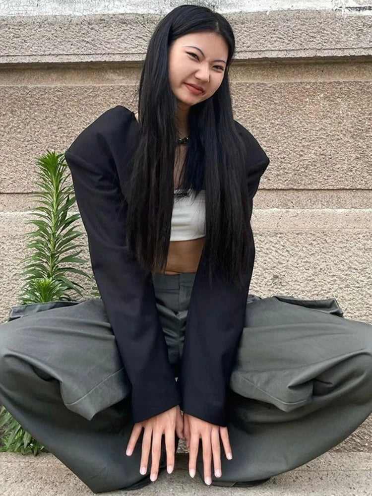 Y2k Pockets Cargo Pants Harajuku Low Rise Baggy Straight Pants Loose American Retro Trousers Aesthetic