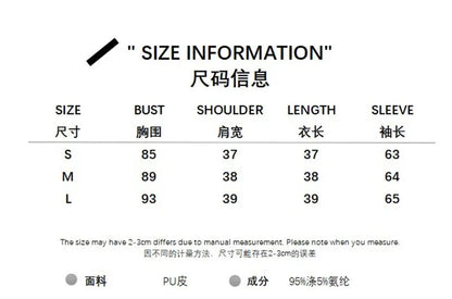 Punk Style Buckles Black Pu Leather Jacket Spring Autumn Smock Cropped Coat Cardigan Outfits