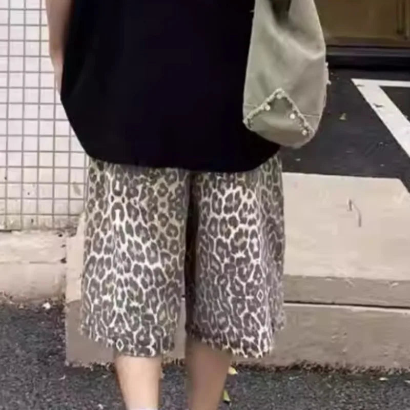 Y2k Clothes Calflength Pants Leopard Spring Summer Loose Pantalones De Mujer Trousers