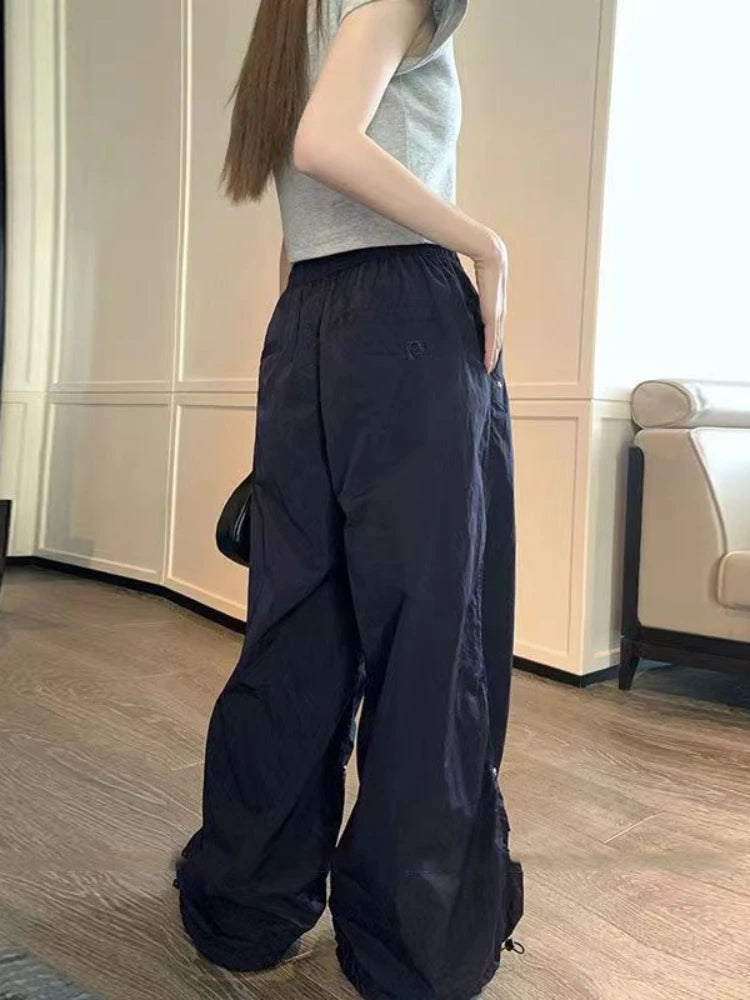 Korean Parachute Pants Y2k Harajuku Rivet Baggy Sweatpants Hip Hop Summer Sports Trouser