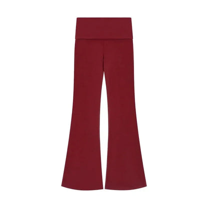 Korean Retro Splicing Color Allmatch Pants Autumn New Fake Twopiece Low Waist Slim Wide Leg Pants