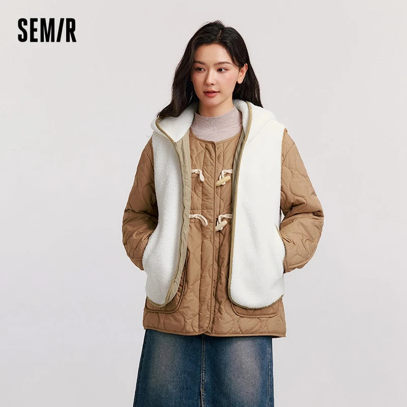 Cotton Jacket Imitation Lamb Wool Vest Waterproof Lightweight Cotton Jacket Winter New Two-piece Set