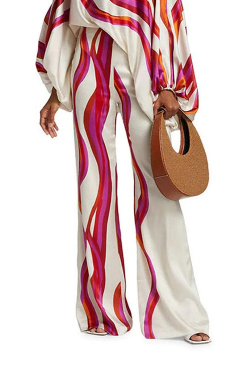 Abstract Waves Two-piece Set - Fuschia