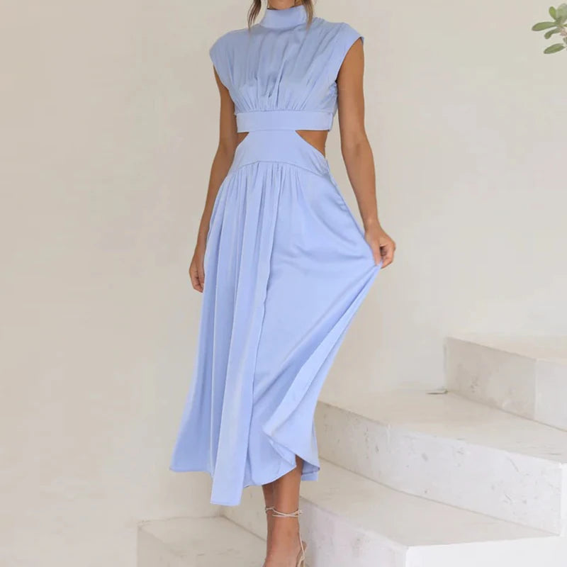 Cut Out Party Long Dress Summer Robe Loose Sleeveless Dress Aline Open Waist Y2k Dresses