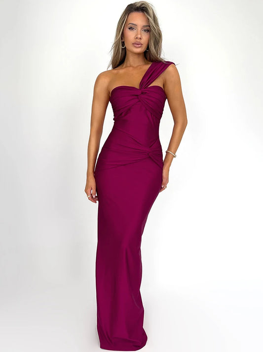 Strapless Backless Maxi Dress for One Shoulder Sleeveless Bodycon Club Party Long Dress