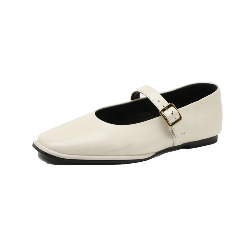 Shoes Spring New Genuine Leather Ballet Shoes Buckle Mary Jane Shoes