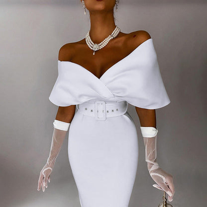 Off-shoulder Party Evening Formal Midi Dress