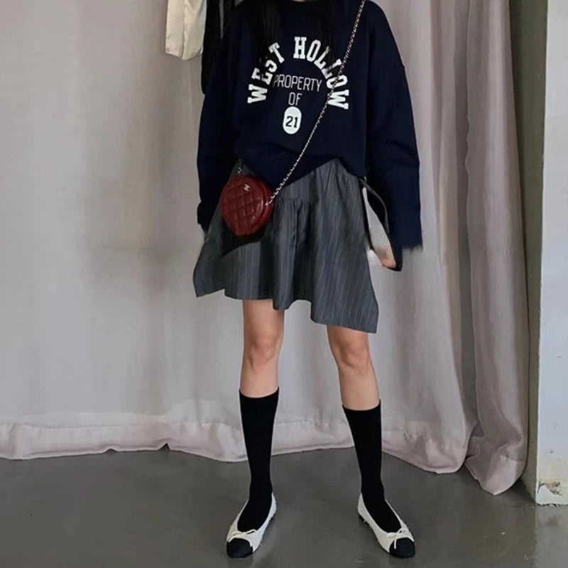 Summer Korean Retro High Street Low Waist Irregular Aline Skirt Skirt