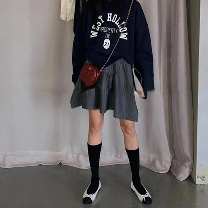 Summer Korean Retro High Street Low Waist Irregular Aline Skirt Skirt