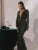 Glitter Deep V Neck Maxi Dress for Sparkle Long Sleeve Ruched Bodycon Split Club Party Dress
