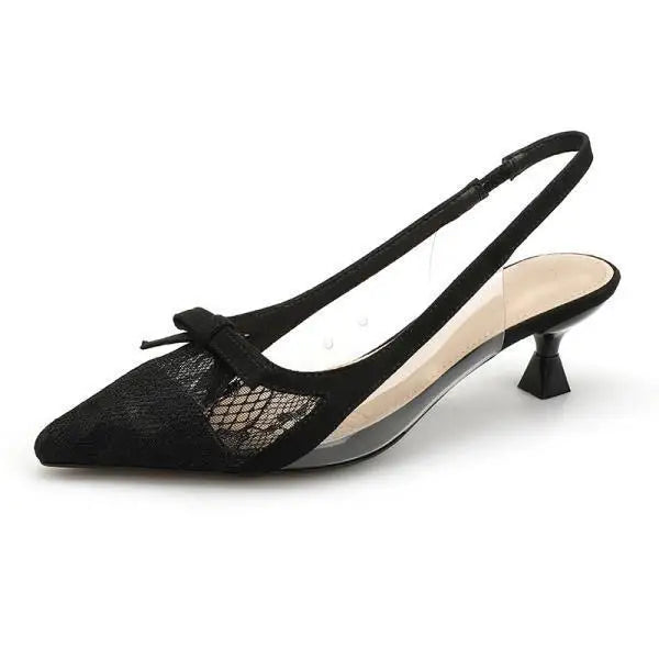 Sandals Clear Heels Pvc Shoes Lace Denim Summer Med Breathable Suit Female Beige Plastic Pointed Medium Low Ne