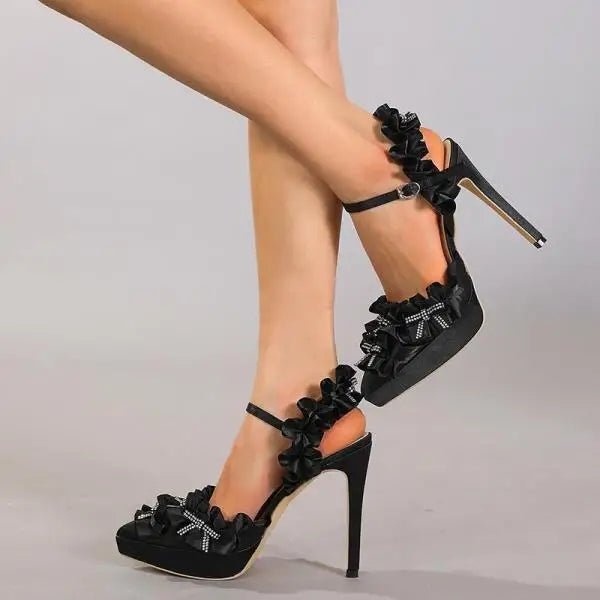 Rhinestone Sandals High Heels Med Comfort Shoes for Espadrilles Platform Large Size Highheeled Pointed Medium Lacquered B