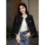 Cropped Tweed Jacket Black Quilted Coat Blazer Winter Single Breasted Thicken Outerwear Tops